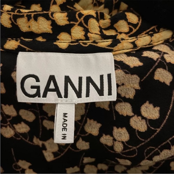 GANNI Dexter goldstone  Ruffled Floral-print Crepe Midi Wrap size 36/ US 4 - Picture 5 of 9